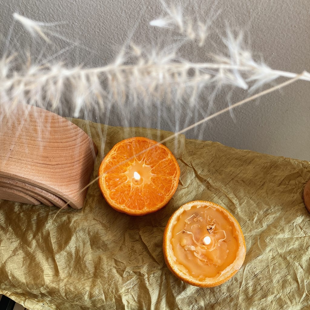 orange peel beeswax candles