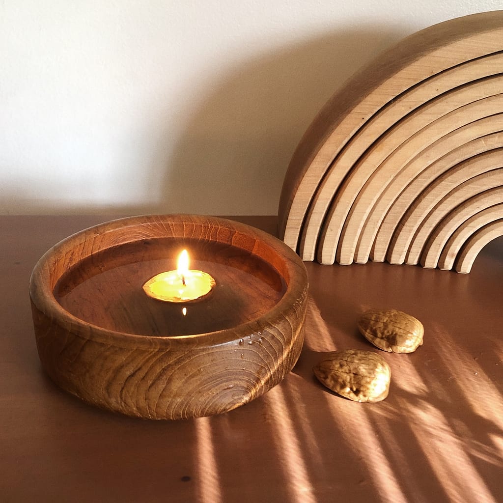 walnut beeswax candle